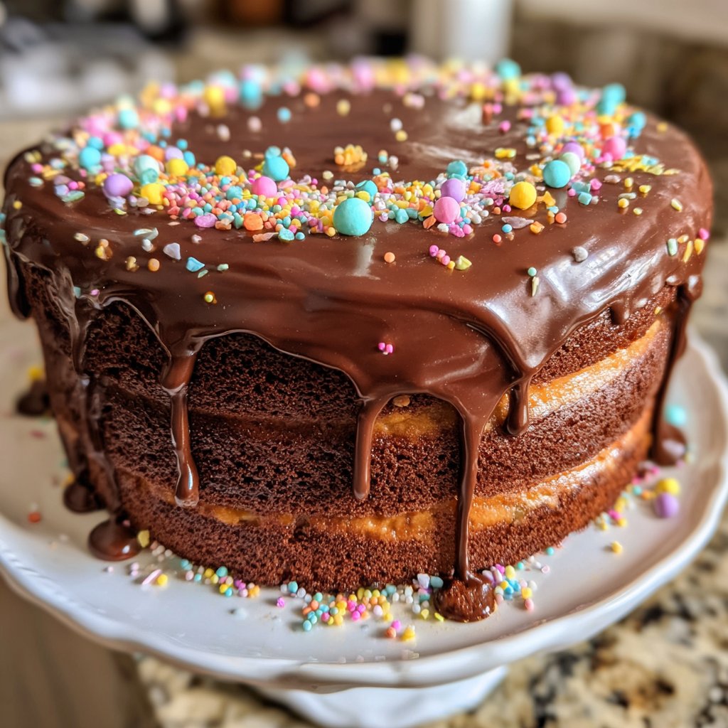 Geburtstagskuchen mit Schokoglasur