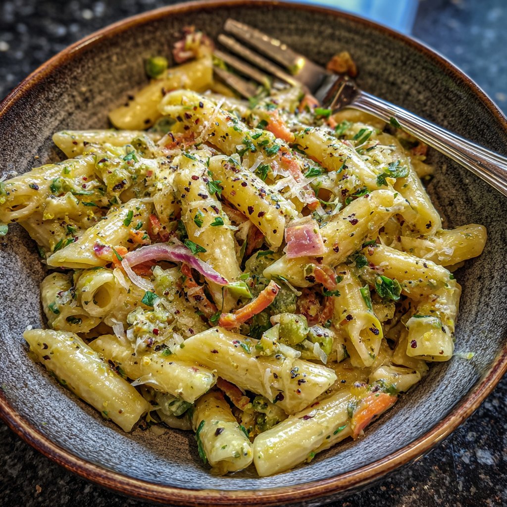 Abendessen mit Pasta und Gemüse