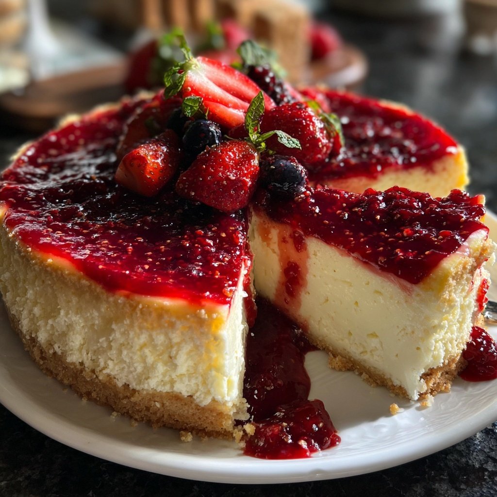 Käsekuchen mit Fruchtspiegel